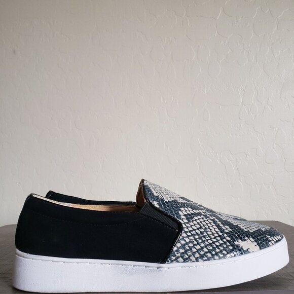 Vionic Midi Slip-On Leather Natural Snakeprint Sneaker Shoe Black Size Women's 9 - Picture 1 of 10